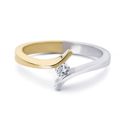 R&C 14 kt. bicolor gouden Marie-Louise ring met diamant, RIN0041 Goud RC