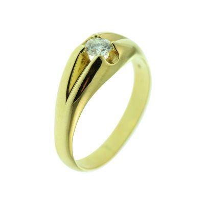 Geelgouden Engelse ring met diamant Goud