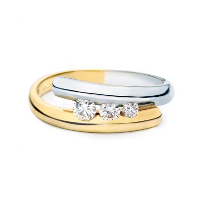 R&C bicolor ring met diamant, RIN0003-020 Goud RC