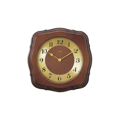 AMS noten houten wandklok met quartz- en radio-controlled uurwerk, 5862/1 Hout Noten / Mahonie AMS