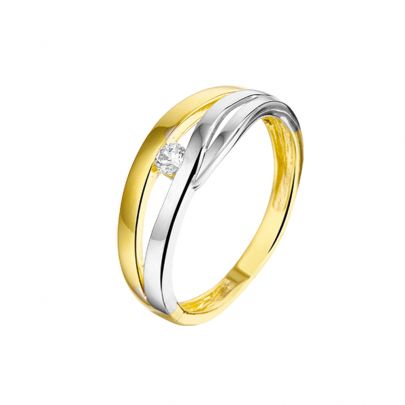 Rikkoert bicolor ring met zirkonia Goud Rikkoert Huiscollectie