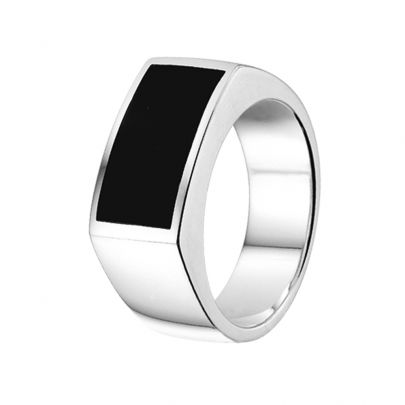 Rikkoert zilveren ring met onyx Zilver Rikkoert Huiscollectie