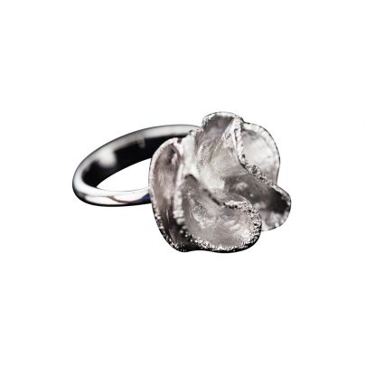 Sanjoya zilveren ring bloem met gediamanteerde afwerking, OGI0318002 Zilver Sanjoya