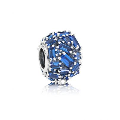 Pandora zilveren charm met mozaïekstructuur van blauwe zirkonia's, 797746NSBL Zilver Pandora