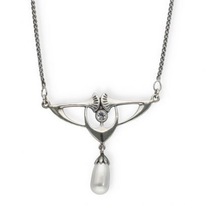 Timeless Classics by GL zilveren ketting met witte parel en zirkonia 42 cm., 65053 Zilver Timeless Classics by GL