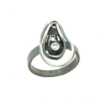 Lorena zilveren geoxideerde ring met bergkristal, 9937-aso-bk Zilver Lorena