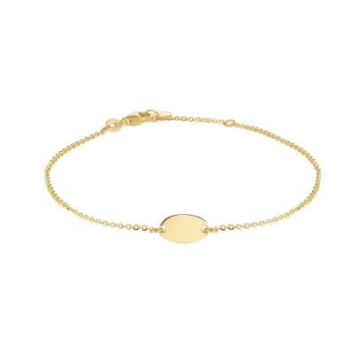 Rikkoert geelgouden anker armband met graveerplaatje 17 - 19 cm. Goud Rikkoert Huiscollectie