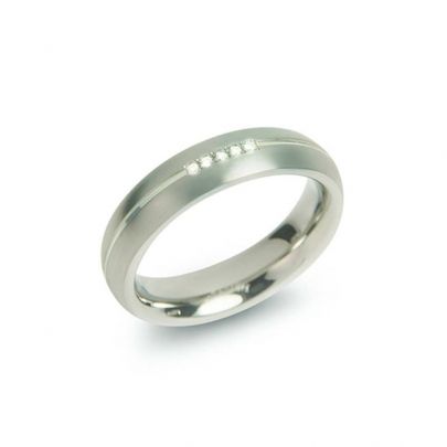 Boccia titanium ring met diamant, 0130-0354 Titanium Boccia