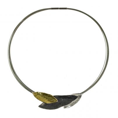 Jéh zilveren/vergulde hanger met blaadjes, 19764 Zilver Verguld Jeh Collection