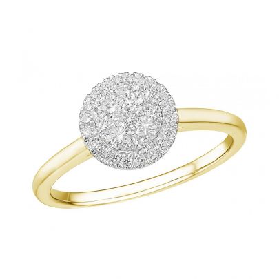 Rikkoert bicolor gouden entourage ring met diamant Goud Rikkoert Huiscollectie