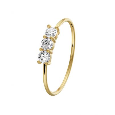 Rikkoert geelgouden ring met zirkonia's Goud Rikkoert Huiscollectie