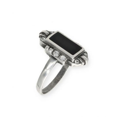 Timeless Classics by GL zilveren Art Déco ring met onyx en zirkonia, 14712-55 Zilver Timeless Classics by GL