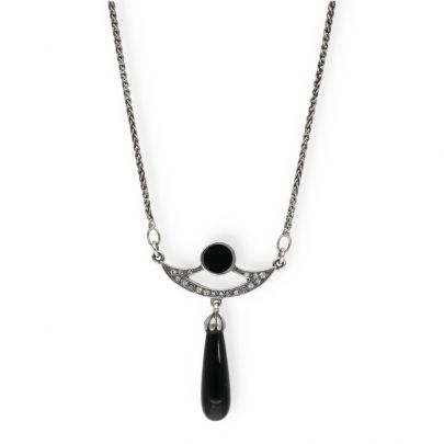 Timeless Classics by GL zilveren Art Déco ketting met onyx en zirkonia 42 cm., 65246 Zilver Timeless Classics by GL