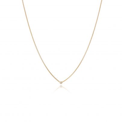 Miss Spring geelgouden Button ketting met diamant 42 - 45 cm., MSC024DIGG Goud Miss Spring