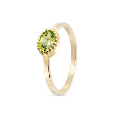 Miss Spring geelgouden Ma Petite ring met peridot, MSR510PEGG-56 Goud Miss Spring