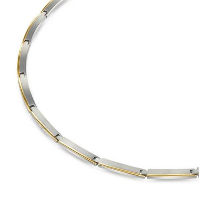 Boccia vergulde/titanium ketting 49 cm., 08028-02 Titanium Verguld Boccia