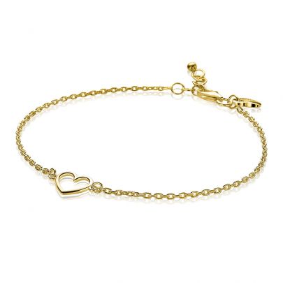 Zinzi goud op zilveren armband met hartje 18 - 20 cm., ZIA1420G Verguld zilver Zinzi