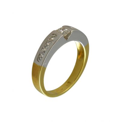 Bicolor gouden damesring met diamant Goud