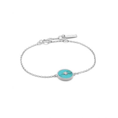 Ania Haie zilveren armband met turquoise en zirkonia 16,5 - 18,5 cm., B022-02H Zilver Ania Haie