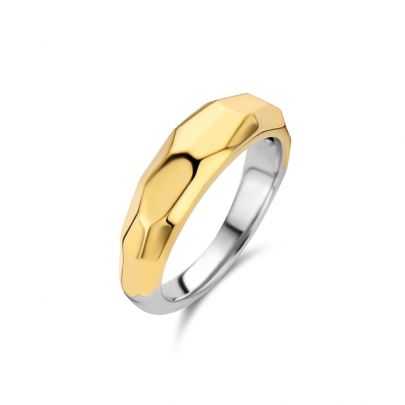 Ti Sento zilveren/geelgouden ring met geometrisch design, 12201SY/56 Zilver Verguld Ti Sento