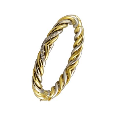 Bicolor gouden slavenarmband met diamant Goud