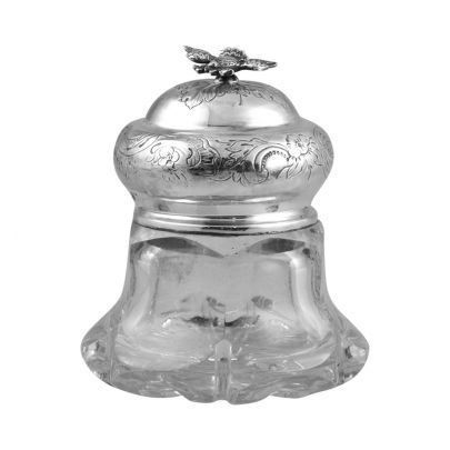 Kristallen inktpot met zilveren dop Biedermeier, Nederland ca. 1870 Zilver Kristal