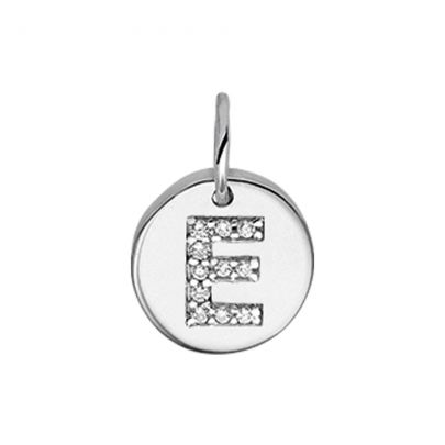 Rikkoert zilveren hanger letter E + zirkonia's Zilver Rikkoert Huiscollectie