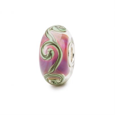 Trollbeads glasbedel Sporen op paars, TGLBE-20122 Zilver Glas Trollbeads