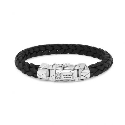 Buddha to Buddha Mangky Small zwart lederen armband 20 cm., 126BL E+ Zilver Leer Buddha to Buddha