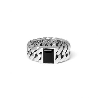 Buddha to Buddha Chain Stone Onyx zilveren ring, 603ON-19 Zilver Buddha to Buddha