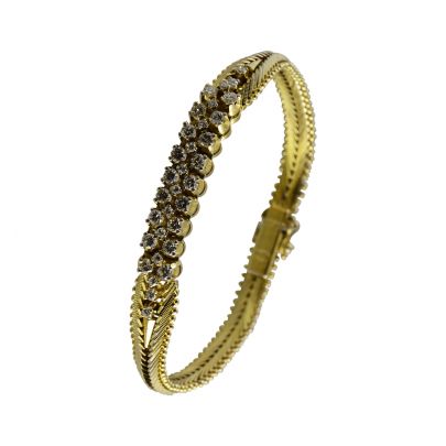 Geelgouden armband vossenstaart met diamant 17,5 cm. Goud