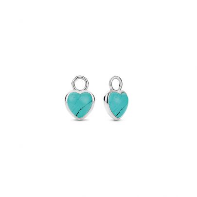 Ti Sento zilveren oorbedels met turquoise hartvormige steen, 9231TQ Zilver Ti Sento