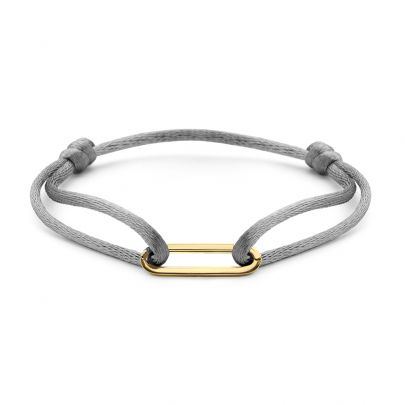 Just Franky satijnen 1 link armband met geelgouden Closed-forever schakel Goud Satijn Just Franky