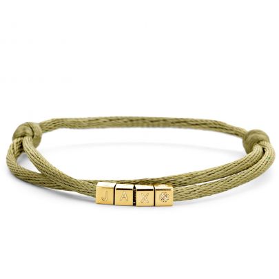 Just Franky satijnen armband met 4 Cubes Goud Satijn Just Franky