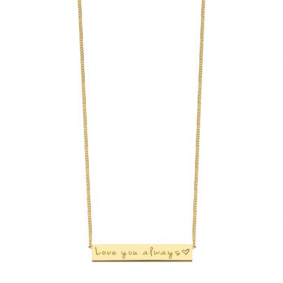 Just Franky geelgouden Bar ketting Love You Always 45 cm. Goud Just Franky