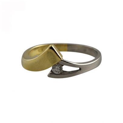 Bicolor gouden v-vormige ring met zirkonia Goud