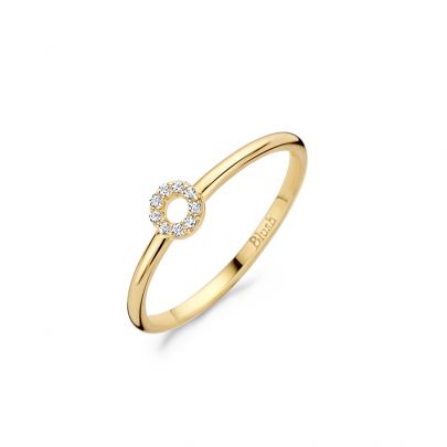 Blush geelgouden ring met cirkel en zirkonia, 1217YZI/52 Goud Blush