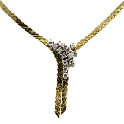 Geelgouden choker met diamant 41 cm. Geelgoud