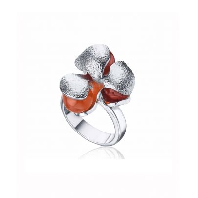 Daniel Vior zilveren Lomento ring met carneool, 717200-56 Zilver Daniel Vior