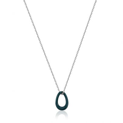 Ania Haie zilveren Forest Green Enamel Silver Twisted Pendant ketting 45 cm., N031-02H-G Zilver Ania Haie