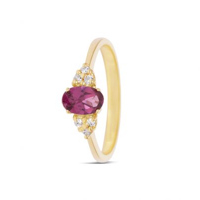 Miss Spring geelgouden Hannah ring met rhodoliet en diamant, MSR584GG-RH Goud Miss Spring