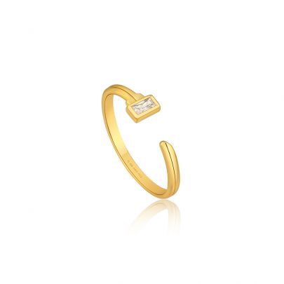 Ania Haie goud op zilveren Key Adjustable ring met zirkonia, R032-01G Verguld zilver Ania Haie