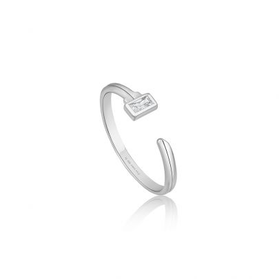 Ania Haie zilveren Key Adjustable ring met zirkonia, R032-01H Zilver Ania Haie