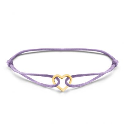 Just Franky satijnen armband met Iconic Heart Goud Satijn Just Franky