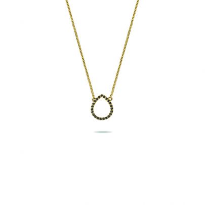 Miss Spring geelgouden ketting met zwarte diamant 42 - 45 cm., MSC732-ZW Goud Miss Spring