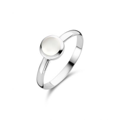 Casa Jewelry zilveren Pom ring met parelmoer, PR.0019.54 Zilver Casa Jewelry