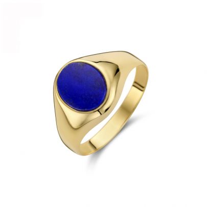 Rikkoert geelgouden zegelring met lapis lazuli Goud Rikkoert Huiscollectie