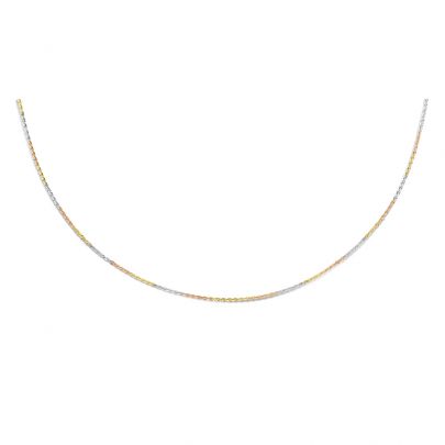 Fjory tricolor gouden/zilveren Singapore schakelketting 45 cm., 43-Sin0245 Goud Zilver Fjory