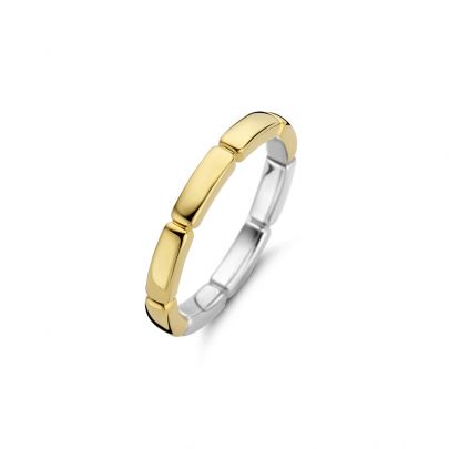 Ti Sento goud op zilveren ring met bamboe-motief, 12269SY/52 Zilver Verguld zilver Ti Sento