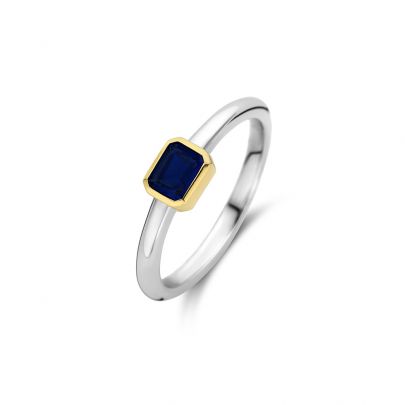 Ti Sento goud op zilveren ring met blauwe zirkonia, 12273BY/54 Zilver Verguld zilver Ti Sento